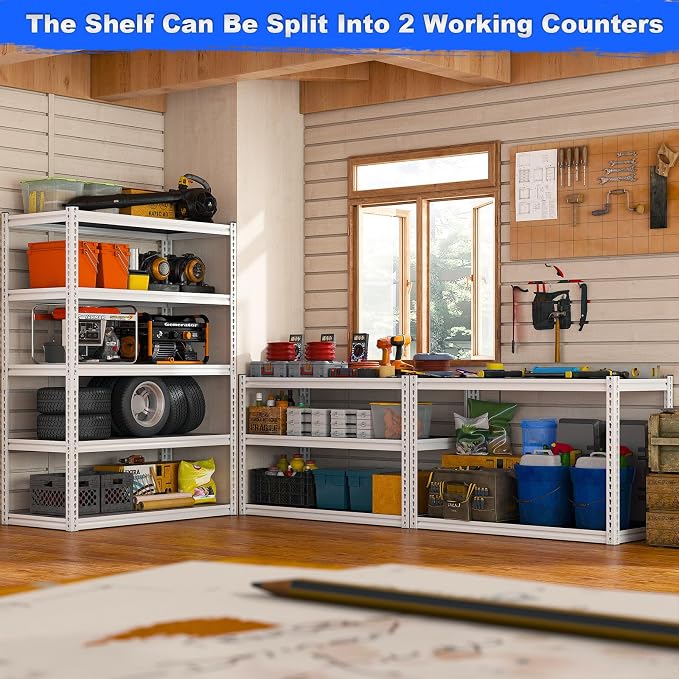 REIBII Garage Shelving 2500LBS Storage Shelves Adjustable Heavy Duty Shelving - Image 6