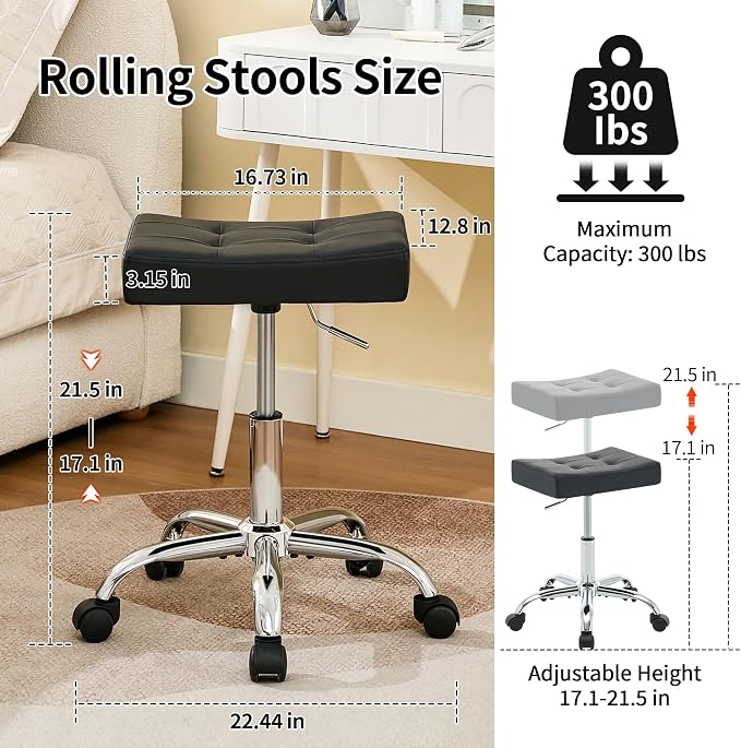 Ergonomic Rolling Shop Stool Salon Stool - Image 2