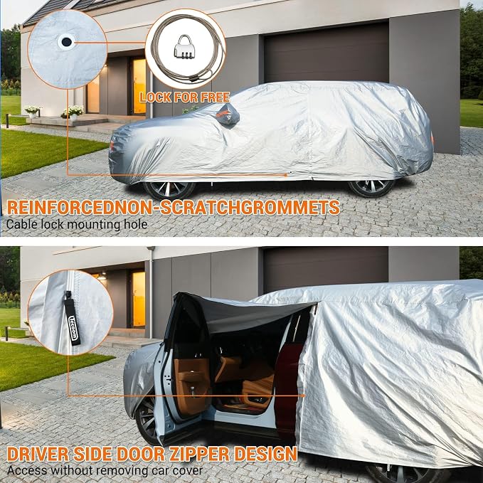 Tecoom SUV Car Cover Waterproof All Weather, Fleece Lining Car Covers - Image 2
