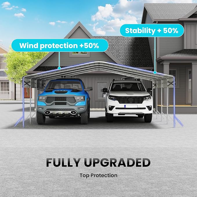 Heavy Duty Metal Carport – Sturdy Structure, All-Weather Protection, Easy - Image 6