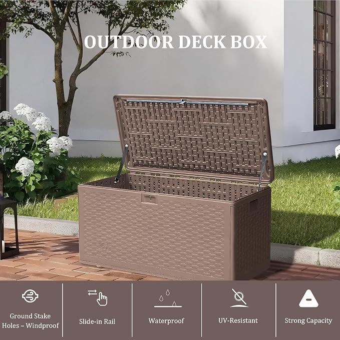 Premium Pro Edition 73 Gallon Lockable Resin Deck Box, Waterproof & - Image 5