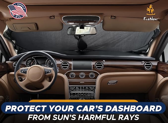 EcoNour Car Windshield Sun Shade | Premium 300T Polyester Automotive Heat - Image 2