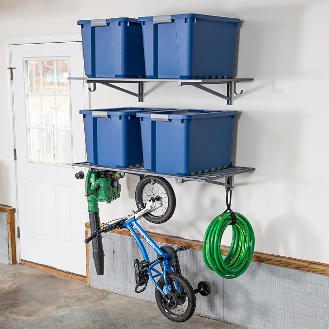 StoreYourBoard 2-Pack Heavy Duty Wall Shelves – Wall-Mounted Garage Storage by StoreYourBoard