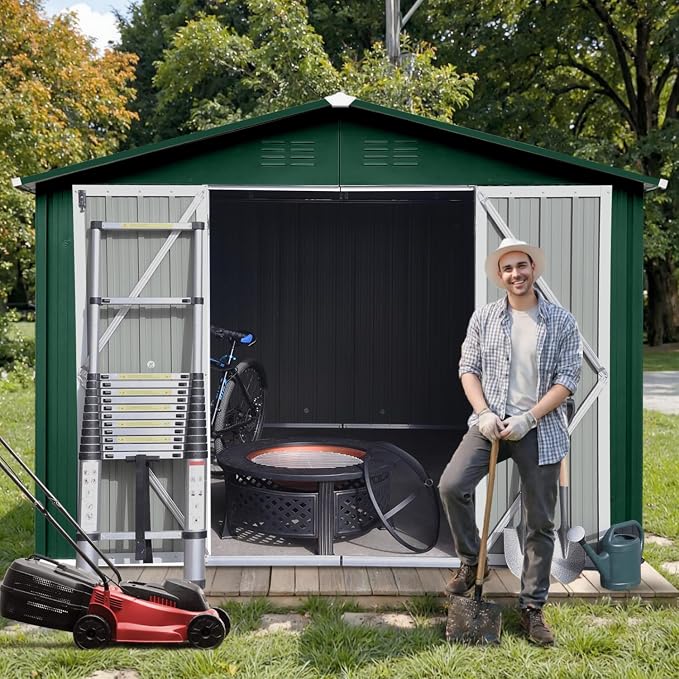 10 x 8 FT Outdoor Storage Shed, Metal Garden Tool Shed - Image 2