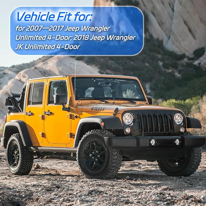 Rain Guard Fit for 2007-2017 Jeep Wrangler Unlimited 4-Door & 2018 Jeep - Image 2
