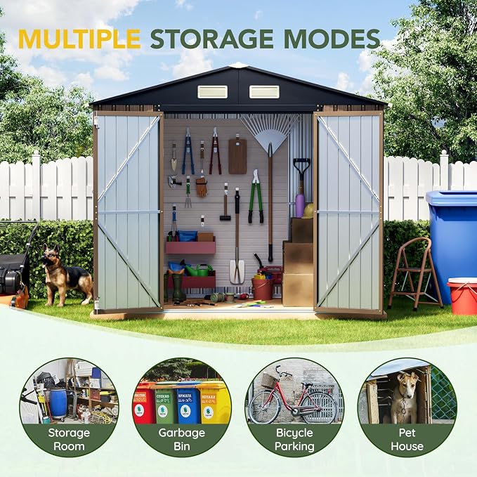 Breezz 8X6FT Outdoor Steel Storage Shed - Image 5