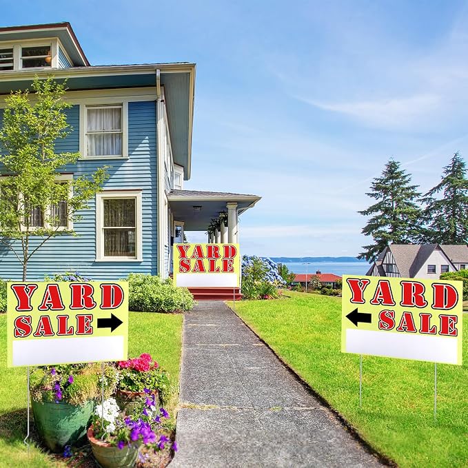 Marsui 3 Pcs Yard Sale Sign 23.6 x 15.7 Inch Double Sided Yard Sale Sign - Image 4