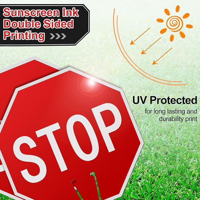 Geetery 6 Pcs Stop Signs 12 x 12 Inches PVC Traffic Cones Top Warning Signs - Image 5