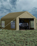 13x20 Ft Carport with 8 Sandbags, Car Port with 220g PE Tarp, 2 Roll-Up Doors by GarveeLife