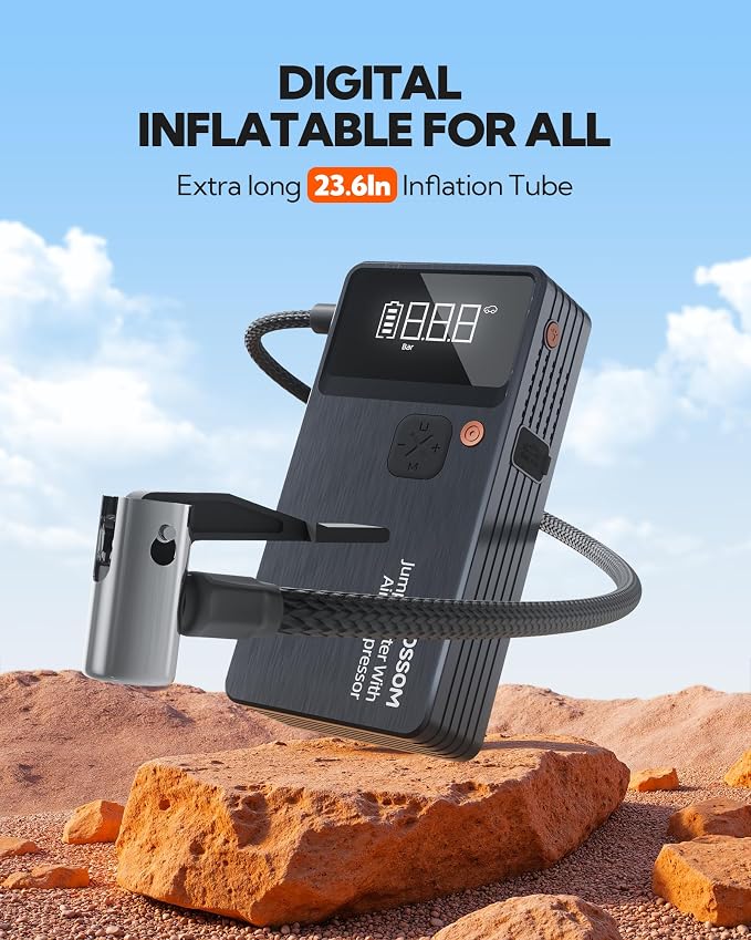 Car Battery Jump Starter with Air Compressor, 44.4Wh Battery Jump Box with Tire - Image 3