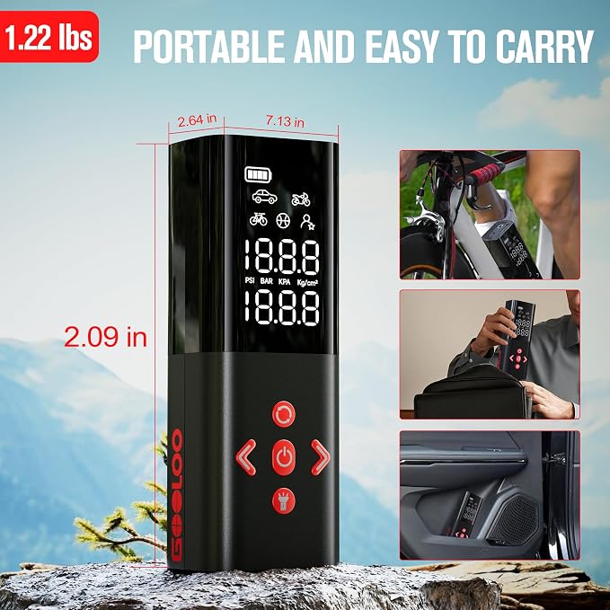 GOOLOO AP150 Tire Inflator Portable Air Compressor, 2X Faster 150PSI Cordless - Image 7