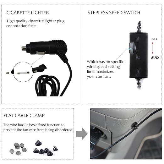 Car Fan for Backseat Auto 12V Electric Cooling Fan Portable Car Seat Headrest - Image 3