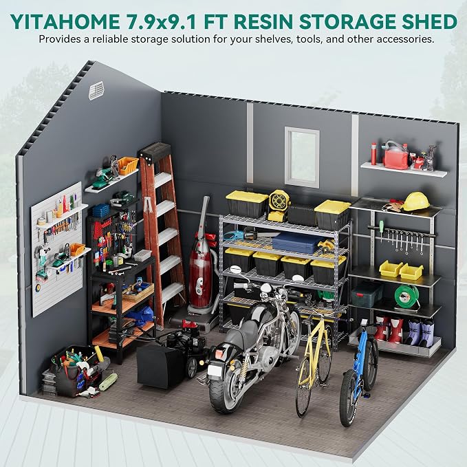 YITAHOME 8x9 FT Outdoor Storage Shed w/o Floor, All-Weather Plastic Shed - Image 5