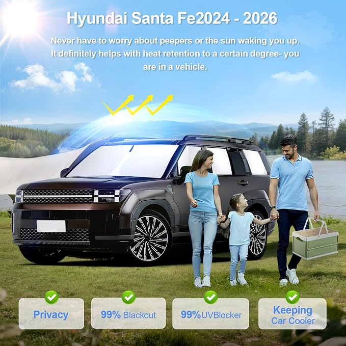 8pcs Car Window Shades for Hyundai Santa Fe 2024 2025 2026 Accessories - Image 2