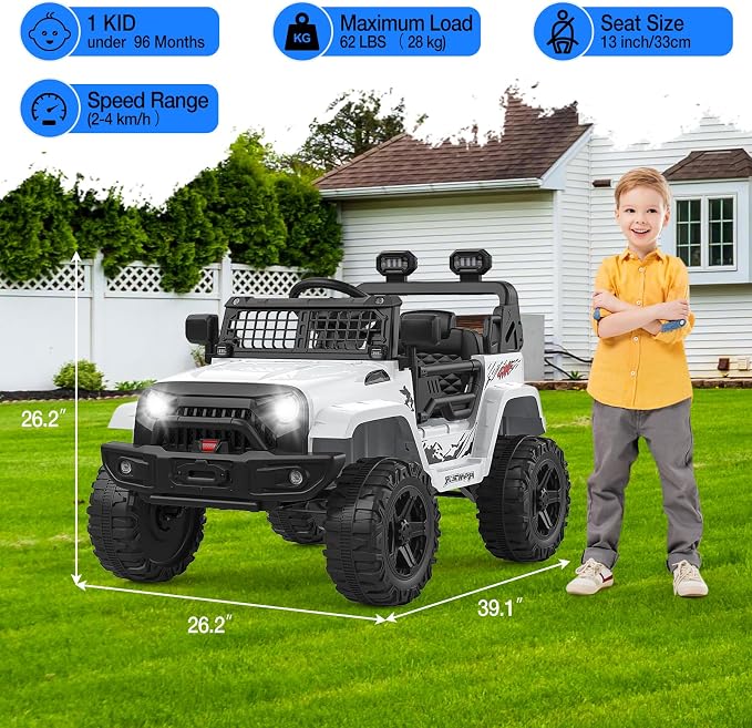 12V Kids Electric Ride On Truck Car w/Parent Remote Control, Spring Suspension - Image 3