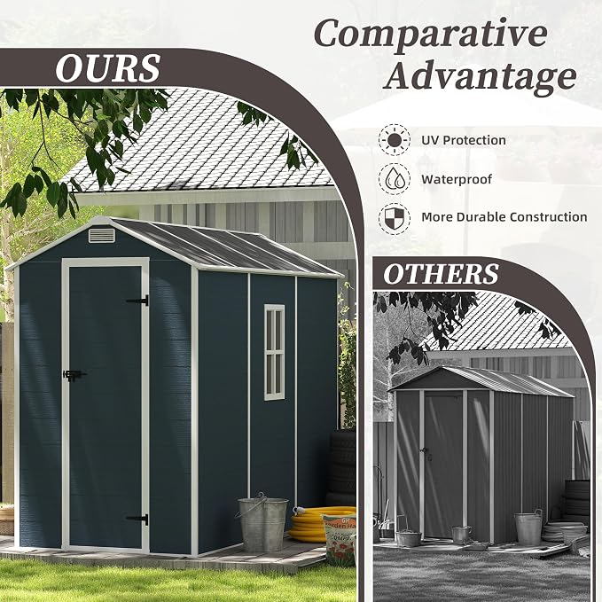 MyVoice 8x4 FT Outdoor Resin Storage Shed - Image 5