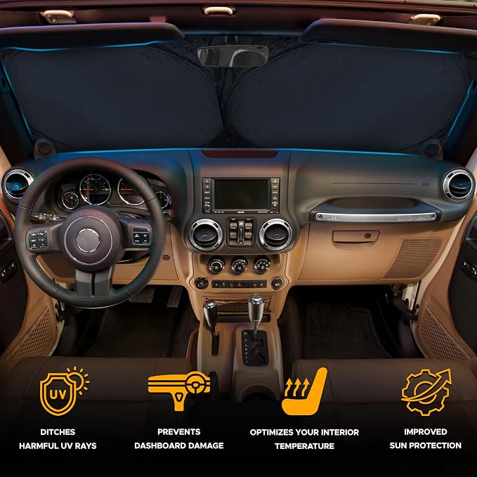 EcoNour Jeep Windshield Sunshade | Sun Visor - Image 2