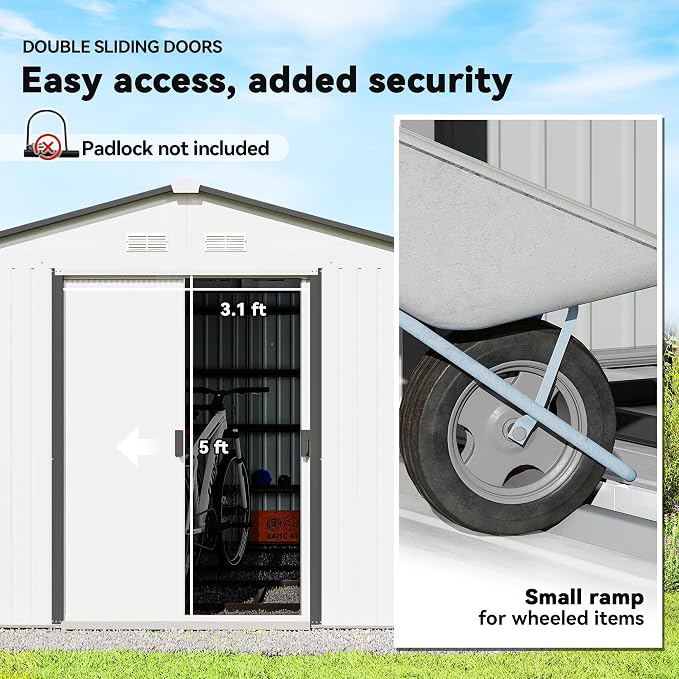 Outsunny 11' x 9' Outdoor Storage Shed, Garden Tool Metal Shed - Image 4