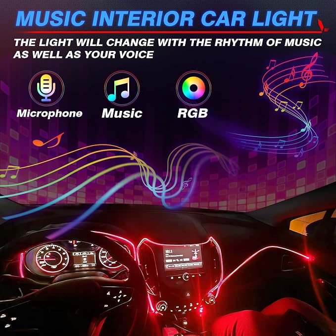 MICTUNING Car LED Interior Strip Light, 10 in 1 RGB Multicolor - Image 4