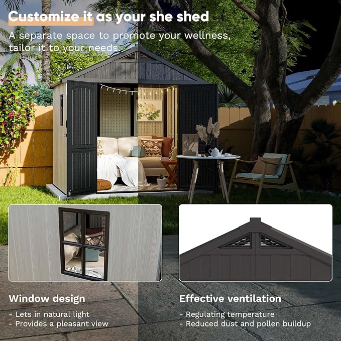 Patiowell 8 x 6 FT Plastic Outdoor Storage Shed - Image 3