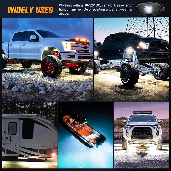 Nilight LED Rock Light 4PCS Underglow Wheel Well Pods Waterproof Exterior - Image 8