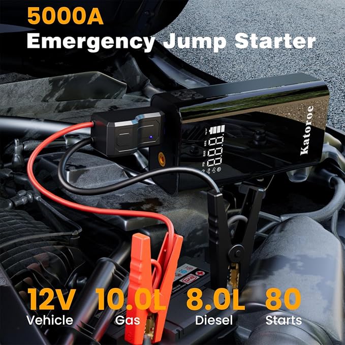 Jump Starter with Air Compressor, 5000A Portable Car Battery Jump Starter - Image 2