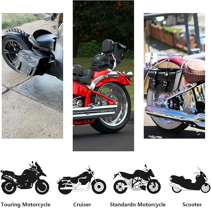 GARGOYLE BELLS Motorcycle Saddle Bags Leather Motorcycle Luggage Bag - Image 5