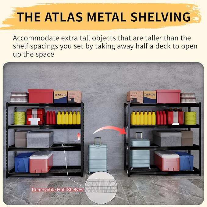 The Atlas 72" W Metal Garage Shelving Unit Load 12000 Lbs, Heavy Duty Storage - Image 4