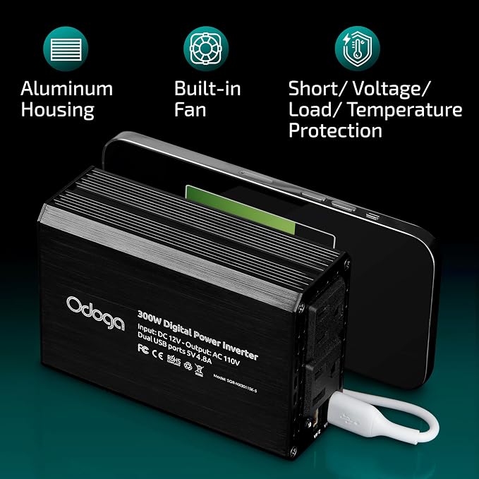 300W Car Power Inverter 12v DC to 110v AC – Car Adapter - Image 5