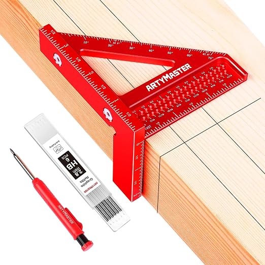 3.8＂Mini 3D Multi-Angle Measuring Square Ruler, WT102A High Precision Hole by ArtyMaster