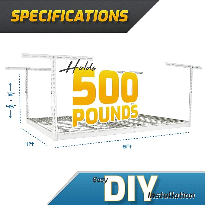 MonsterRax Overhead Garage Storage Racks 4x6, Heavy Duty Industrial Steel - Image 4