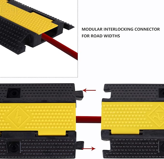 2 Pack Rubber Cable Ramp Hose Cable Protector Ramp 1 Channel 22000Lbs Load - Image 4