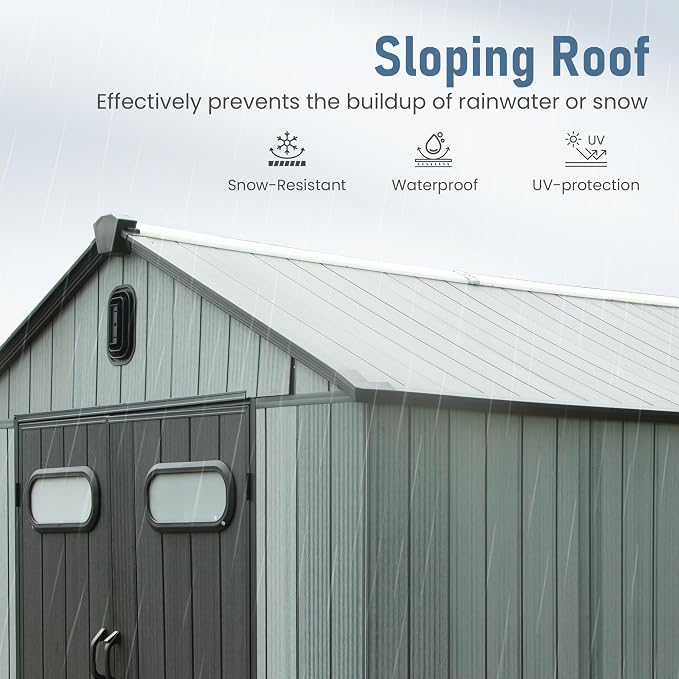 Domi 6x4 FT Outdoor Resin Storage Shed, All-Weather Double-Wall Storage Building - Image 4