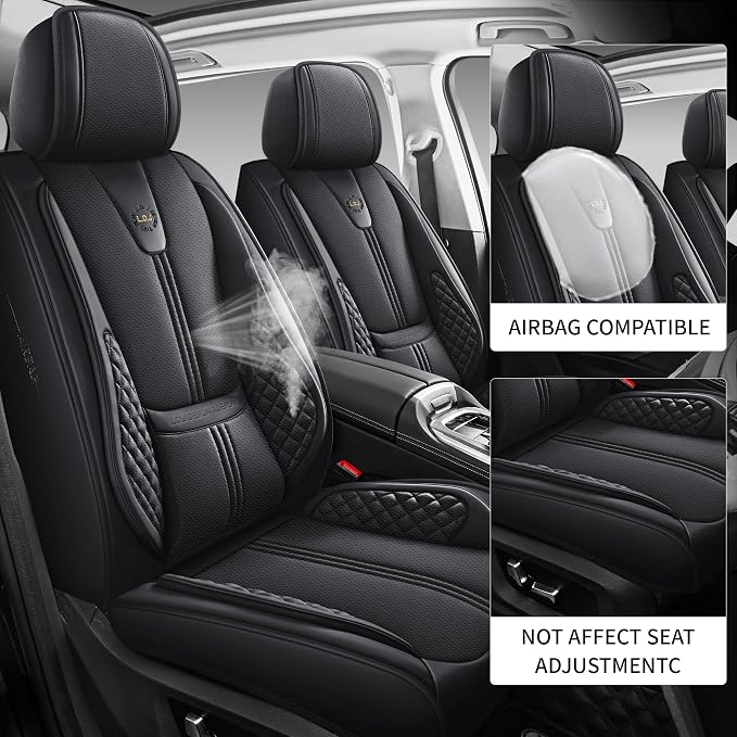Car Seat Covers Full Set, Easy Install Luxury Leather Automotive Seat Covers - Image 3