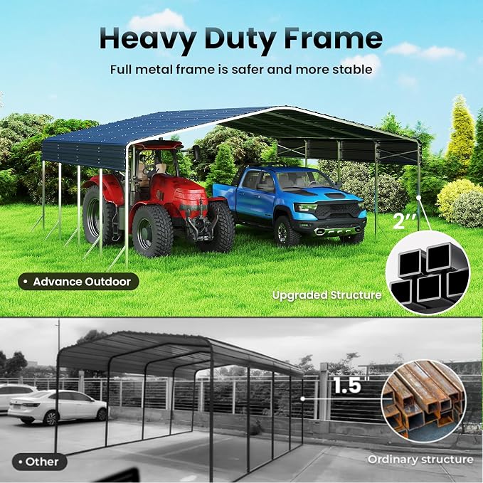 Heavy Duty Metal Carport – Sturdy Structure, All-Weather Protection, Easy - Image 2