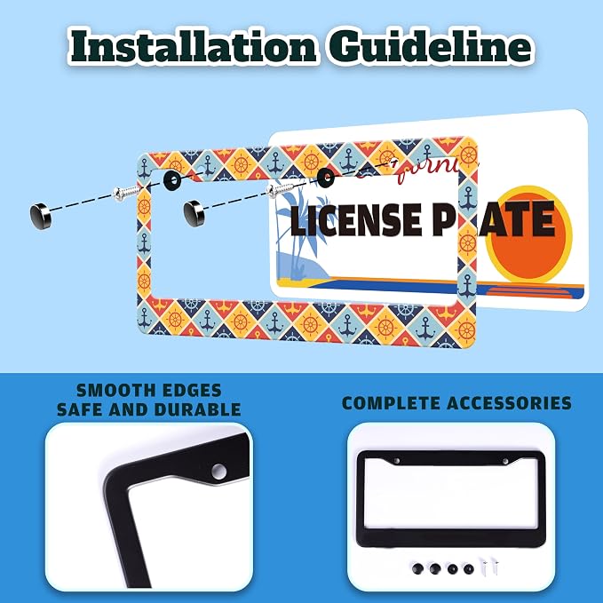 Anchor Rudder License Plate Frame Nautical Stainless Steel License Plate Holder - Image 4