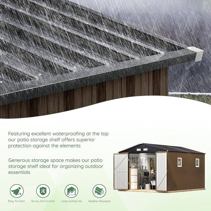 10X12X7.5 FT Outdoor Steel Storage Shed - Image 8