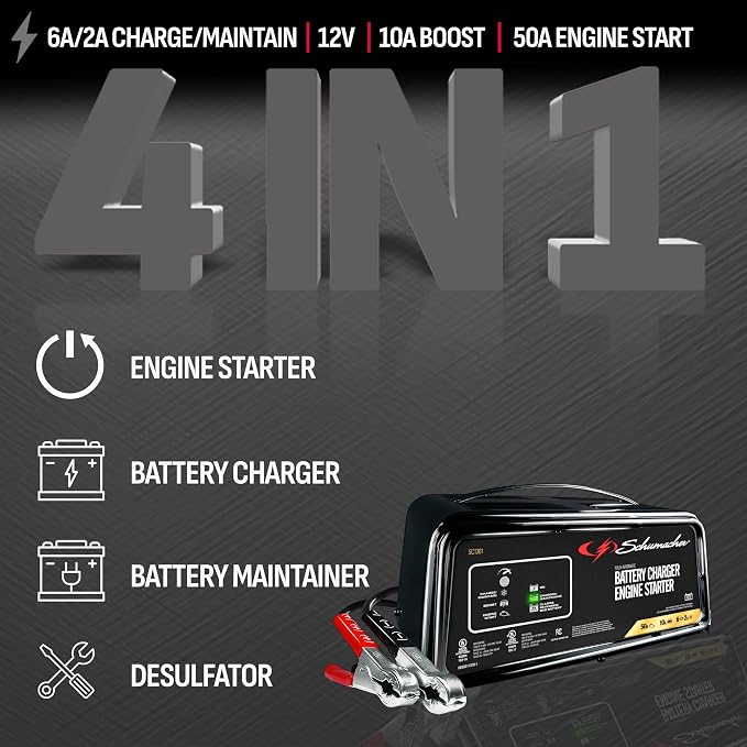 Schumacher Electric 50A 12V Car Battery Charger, Engine Starter & Maintainer - Image 2