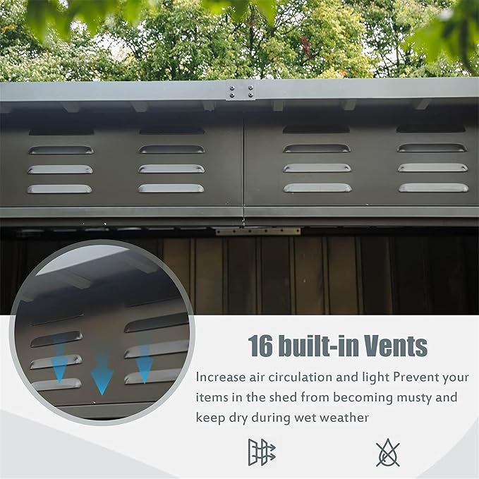 IKERY Galvanized Steel Garden Shed 6' x 4' - Image 3