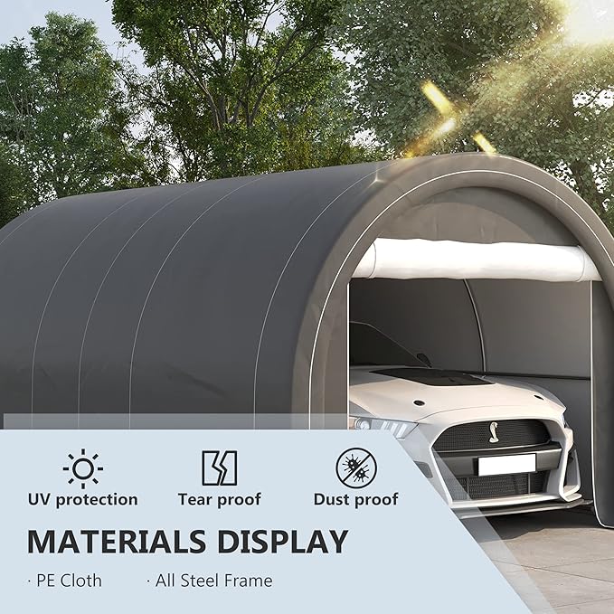 Outsunny 10' x 16' Carport, Heavy Duty Portable Garage Storage Tent - Image 3