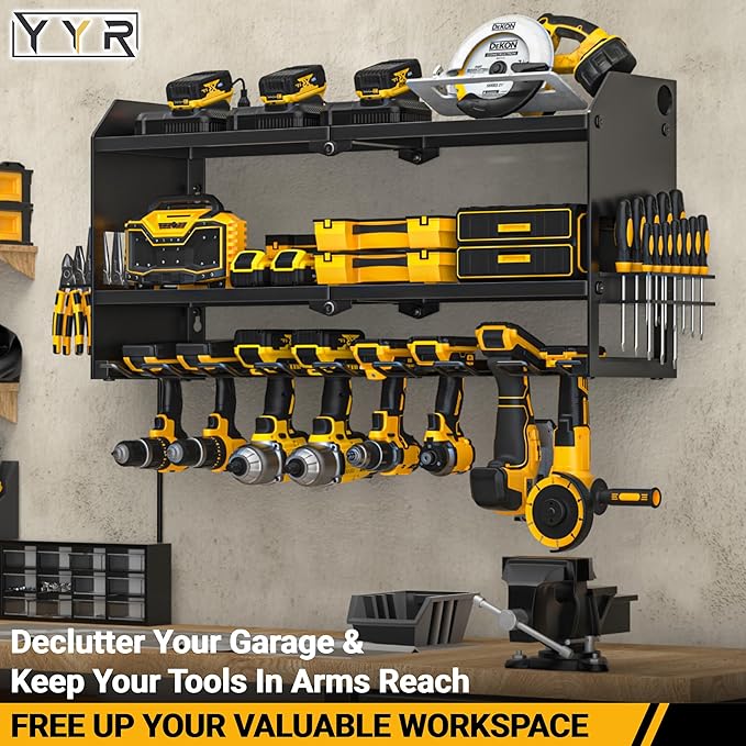 YYR Power Tool Organizer with Charging Station Wall Mount, Cordless Drill and - Image 3
