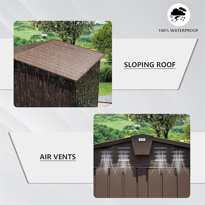 IKERY Metal Storage Shed 8.2' x 6.2' - Image 3