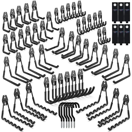 3-H Garage Wall Hooks 60 Pack, Heavy Duty Garage Hooks by 3-H