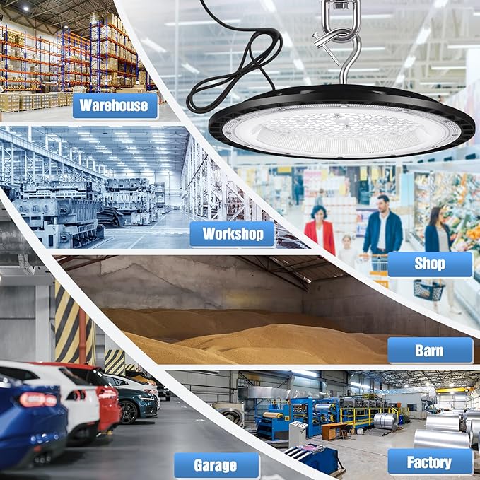 4 Pack 300W UFO Led High Bay Light Fixture, 5000K Daylight Commercial Shop Bay - Image 4