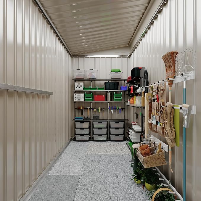 4×8 FT Lean to Storage Shed, Heavy-Duty Outdoor Metal Storage Shed, Garden Tool - Image 6