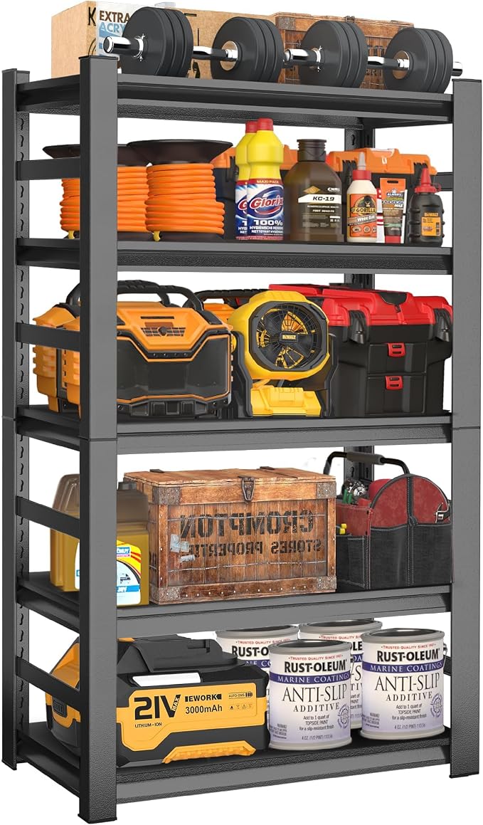 63" Heavy Duty Garage Shelving, 5-Tier Adjustable Storage Shelf, 2000lbs by HYMNXEMO