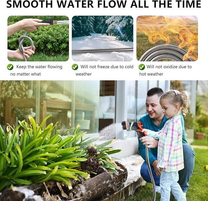 Sunfiier Short Garden Hose 5 Ft – Extension Leader Hose-304 Stainless Steel - Image 6