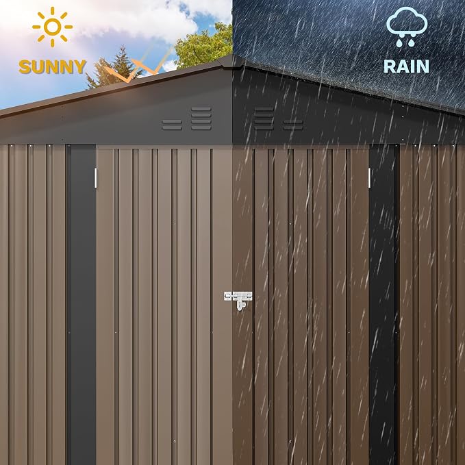 DWVO 10x8FT Outdoor Storage Shed, Spacious Metal Tool Shed - Image 4