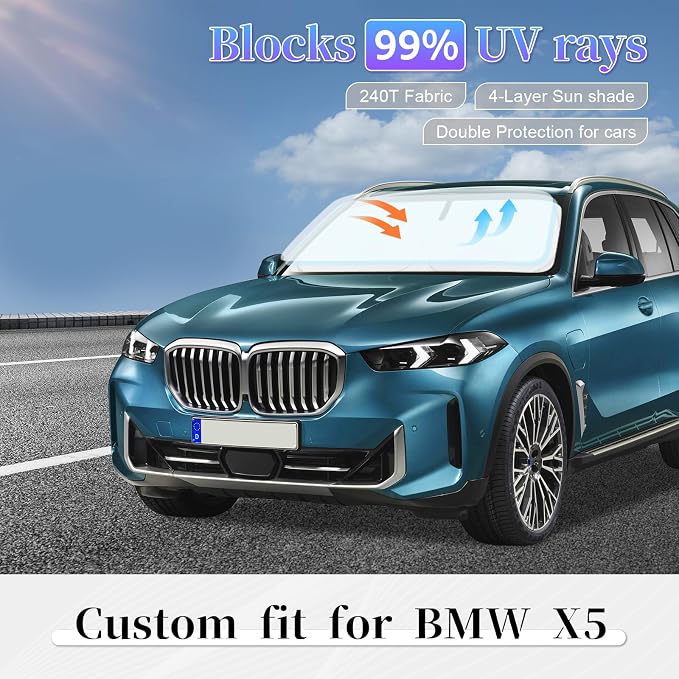 Sun Shade Sunshade for 2025 2026 BMW X5 Windshield Cover, 4-Layer Front Window - Image 2