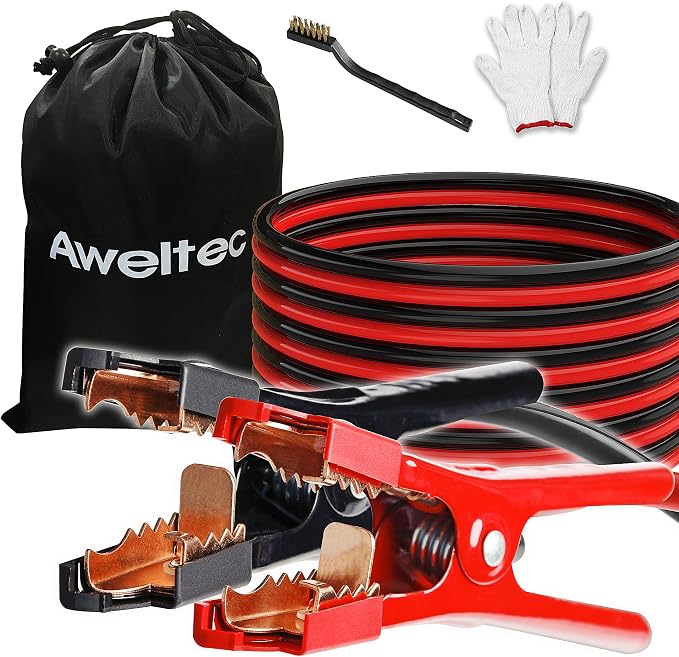 Jumper Cables 4 Gauge 25 Feet Battery Jumper Cables by AWELTEC